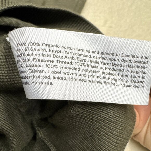 ASKET The‎ Cotton Sweater Mens Size M Short Olive Green 100% Organic Cotton - Picture 8 of 9